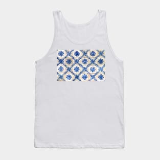 Portuguese tiles. Blue flowers and trellis Tank Top